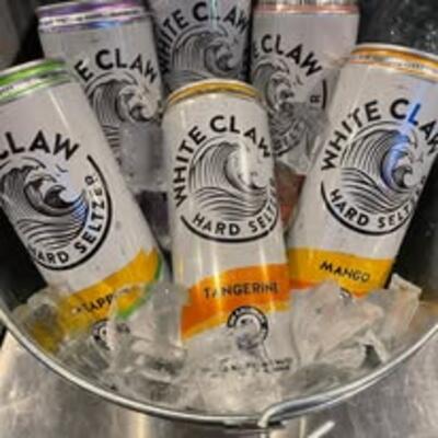 White Claw seltzers on ice