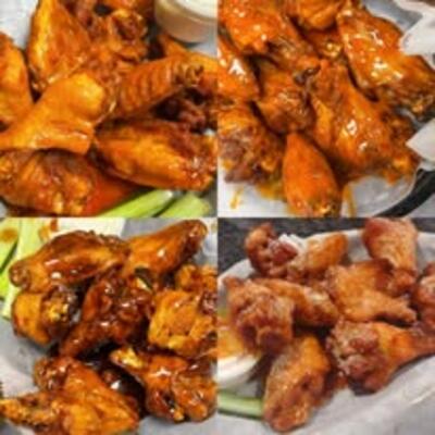 Four different wing flavors