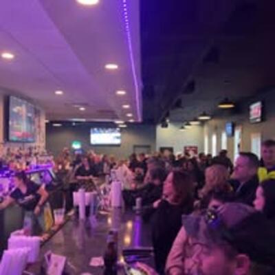 Packed bar on a busy night